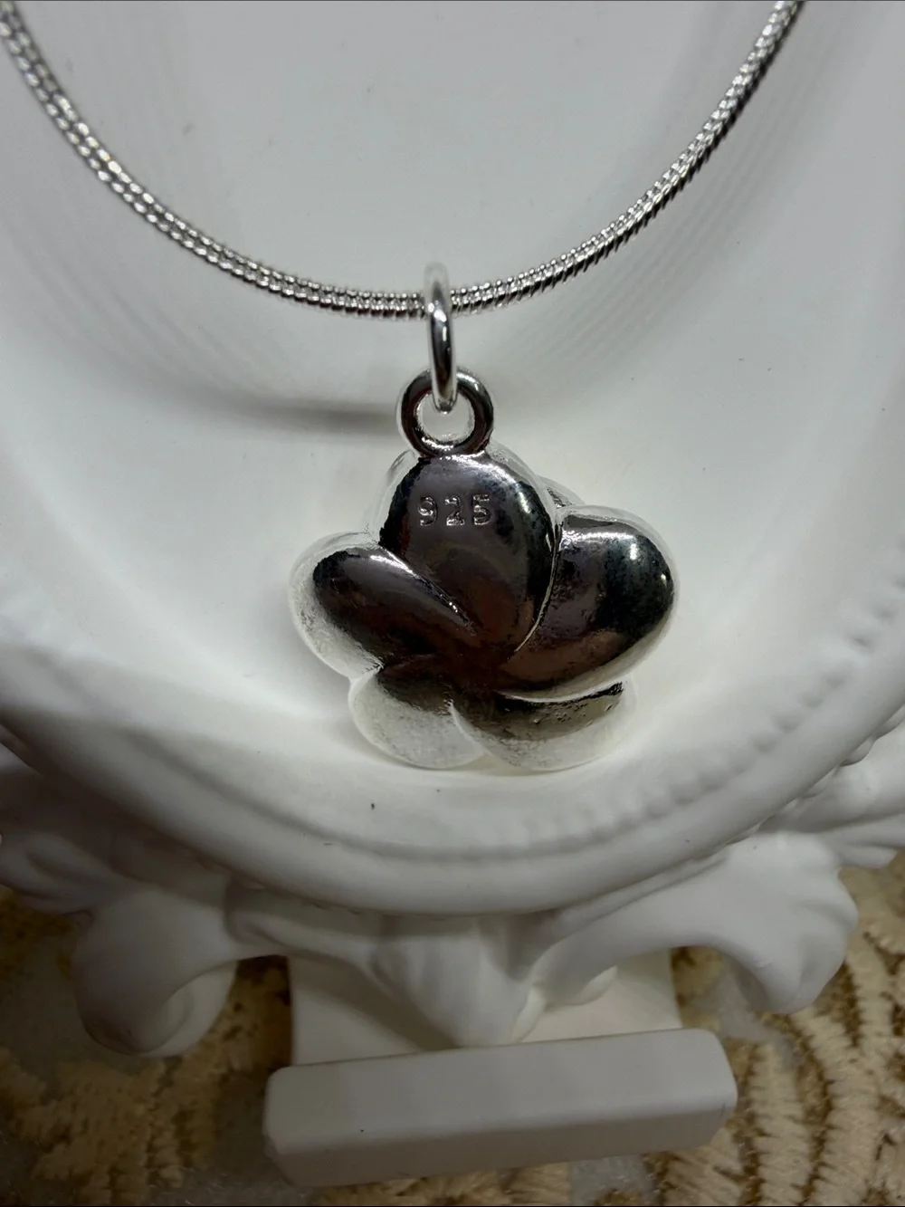 925 Sterling Silver Peach Blossom Necklace 20” Box Chain | Romantic Cottagecore